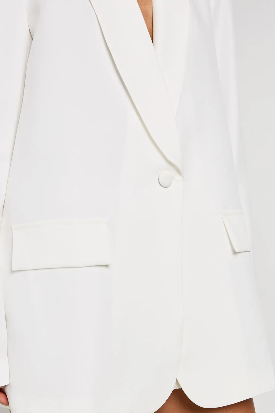 Blazer Oversize Plongeant À Épaulettes Hautes