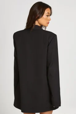 Blazer Oversize Plongeant À Épaulettes Hautes