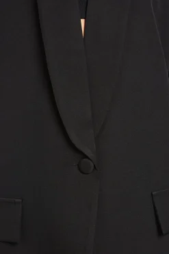 Blazer Oversize Plongeant À Épaulettes Hautes
