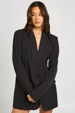 Blazer Oversize Plongeant À Épaulettes Hautes