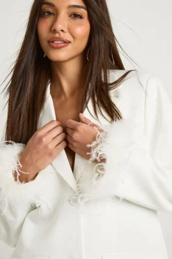 boohoo Blazer oversize à poignets en plumes<Femme Tailleurs|Blazers