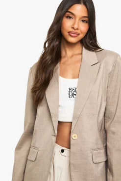 Blazer oversize à simple boutonnage et encolure plongeante