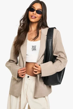 Blazer oversize à simple boutonnage et encolure plongeante