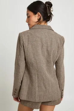 Blazer oversize à simple boutonnage en chevrons