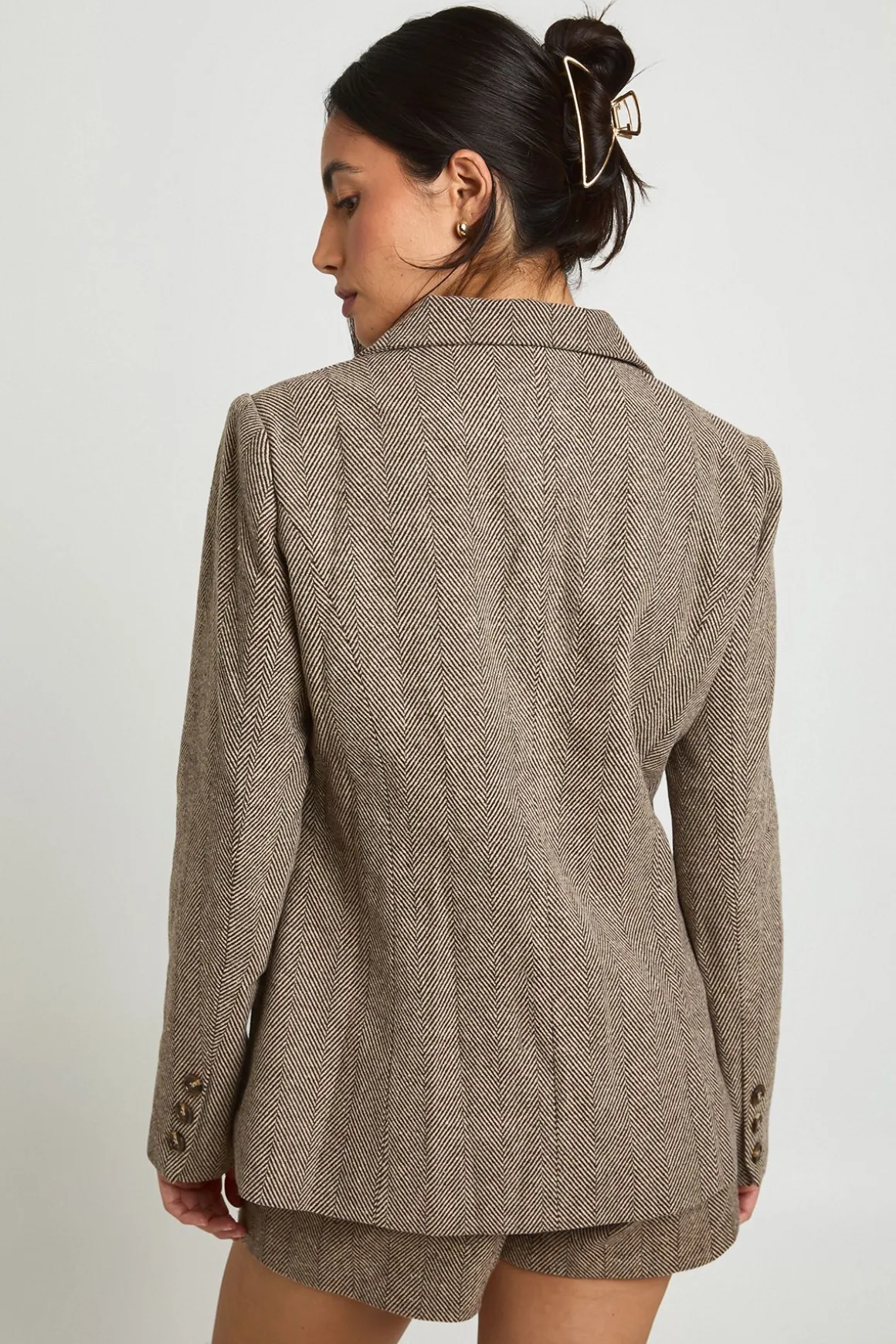 Blazer oversize à simple boutonnage en chevrons