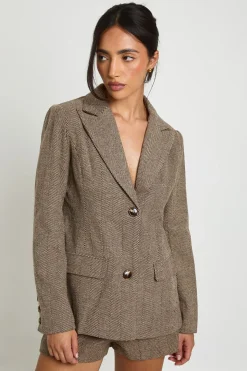 Blazer oversize à simple boutonnage en chevrons