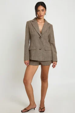 Blazer oversize à simple boutonnage en chevrons