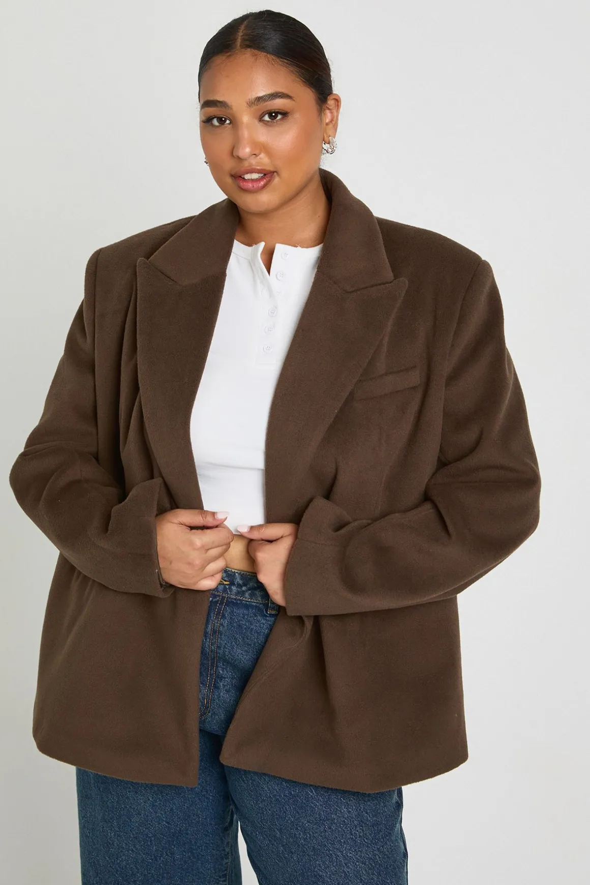 Blazer oversize à simple boutonnage Plus