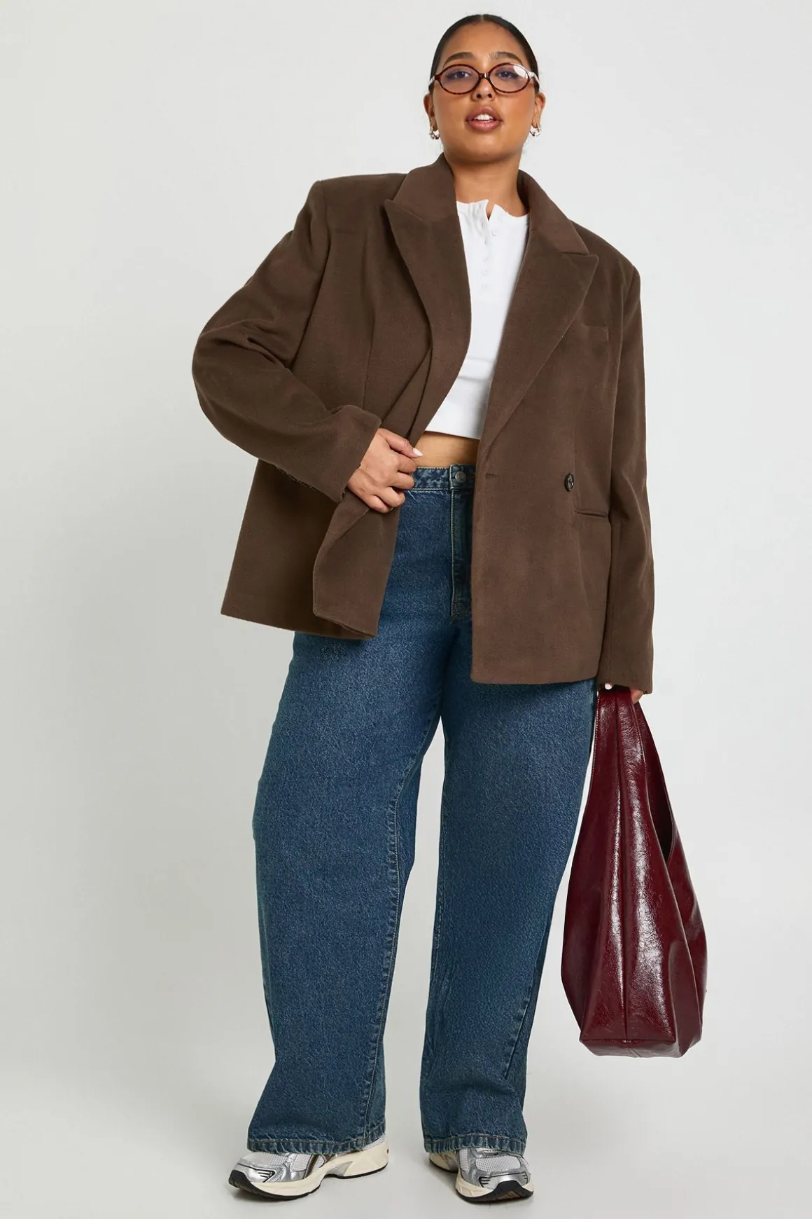 Blazer oversize à simple boutonnage Plus