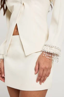 Blazer Pearl Diamante à manches ballon et poignets