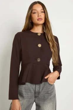Blazer peplum à boutons dorés