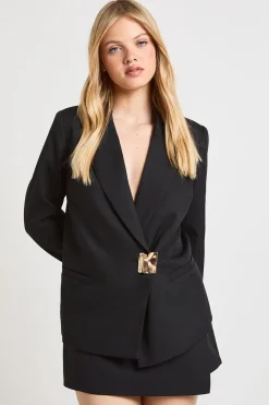 Blazer Petite Cintré À Un Bouton Avec Finitions Dorées