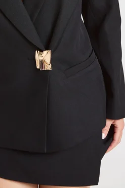 Blazer Petite Cintré À Un Bouton Avec Finitions Dorées