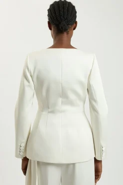KarenMillen Blazer Petite En Satin Ajusté Sans Col<Femme Tailleurs|Satin Et Dentelle