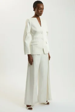 KarenMillen Blazer Petite En Satin Ajusté Sans Col<Femme Tailleurs|Satin Et Dentelle