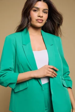 Blazer Petite à Manches Froncées