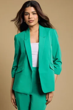 Blazer Petite à Manches Froncées