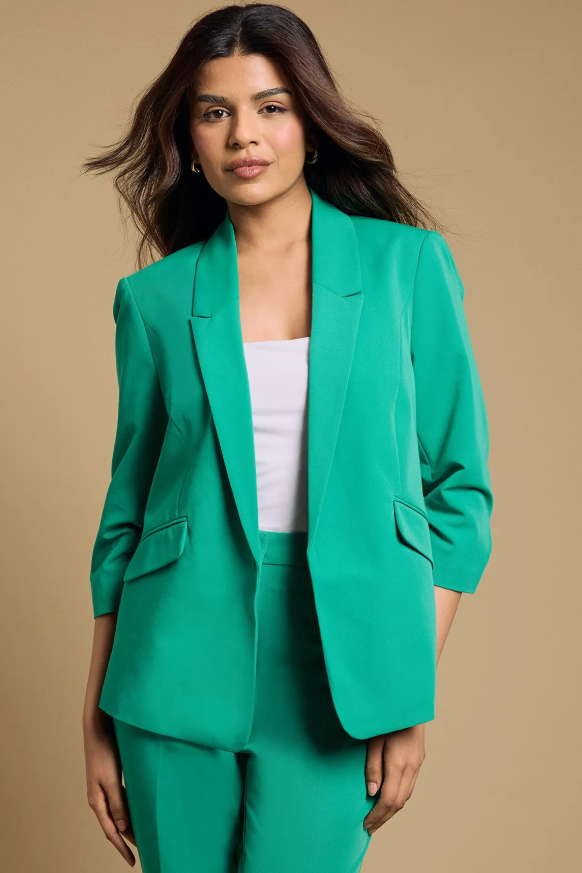 Blazer Petite à Manches Froncées