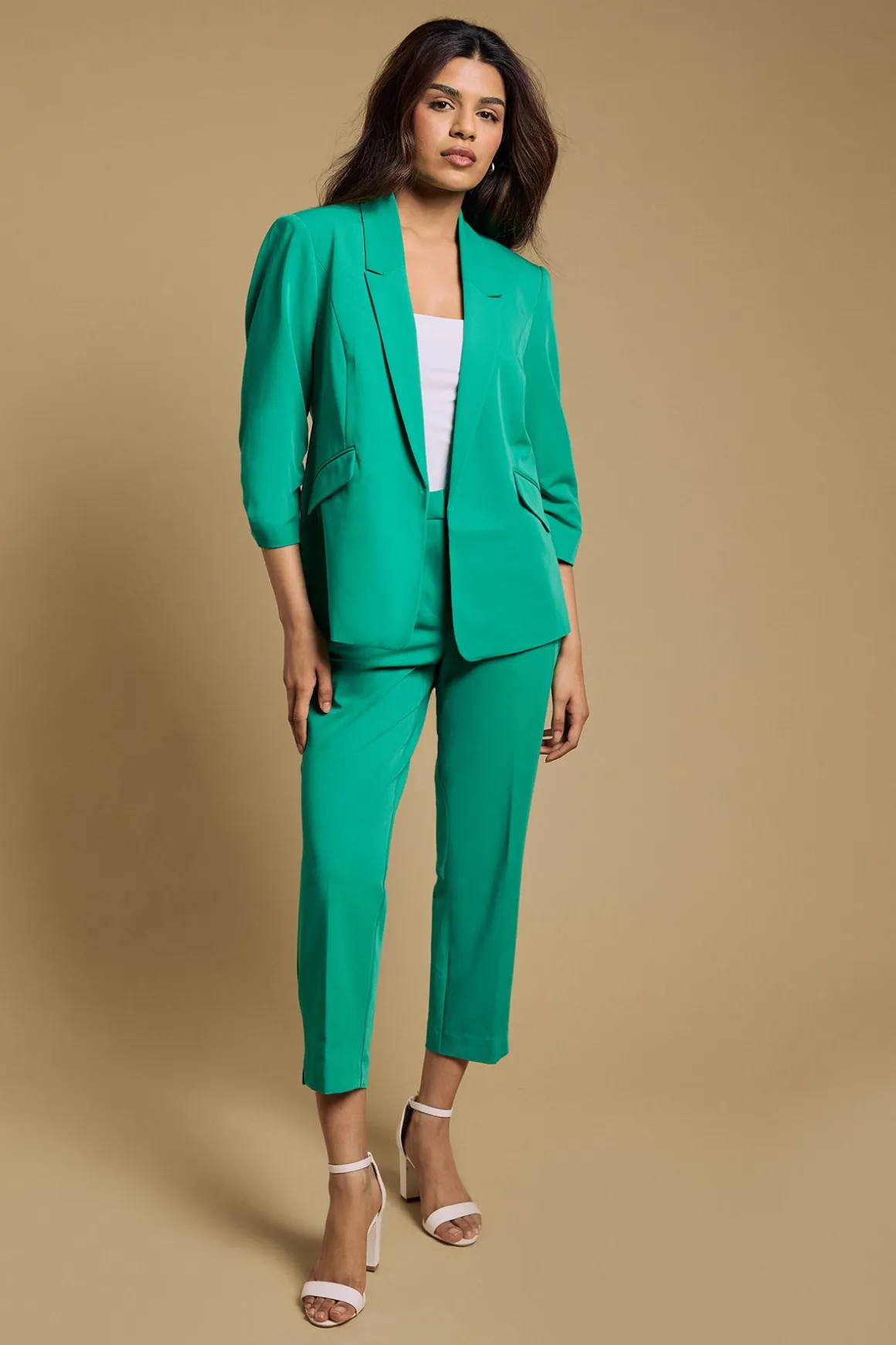 Blazer Petite à Manches Froncées