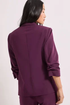 Blazer Petite à Manches Froncées