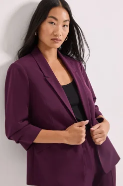 Blazer Petite à Manches Froncées