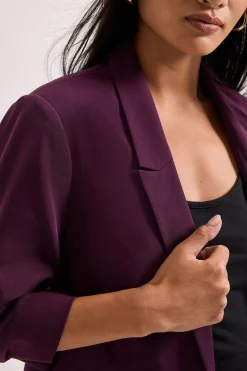 Blazer Petite à Manches Froncées