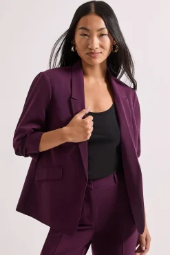 Blazer Petite à Manches Froncées