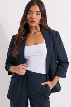 Blazer Petite à Manches Froncées