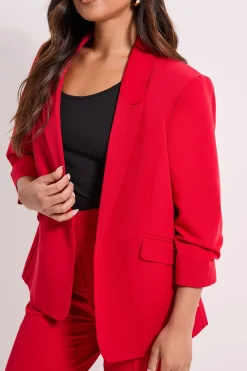 Blazer Petite à Manches Froncées