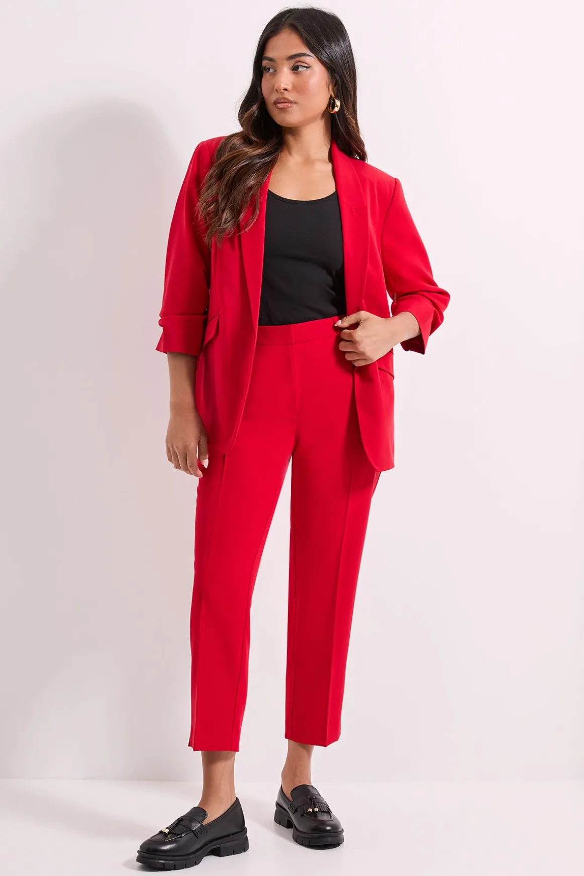Blazer Petite à Manches Froncées