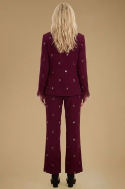 Blazer Petite Orné De Bijoux Avec Manchettes À Plumes