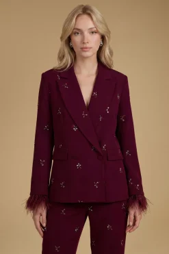 Blazer Petite Orné De Bijoux Avec Manchettes À Plumes