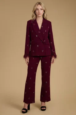 Blazer Petite Orné De Bijoux Avec Manchettes À Plumes