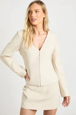 Blazer Petite Taille Ajustée Manches Ballon Taille Cintrée