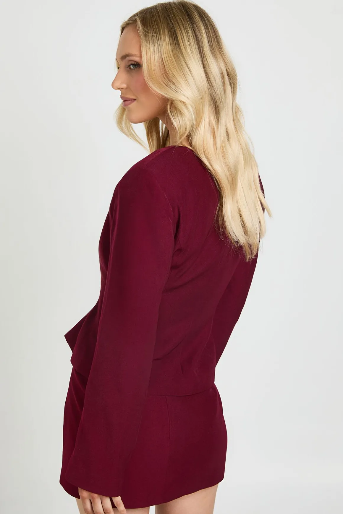 Blazer Petite Taille Ajustée Manches Ballon Taille Cintrée