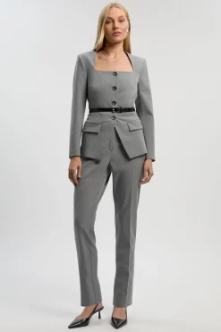 KarenMillen Blazer Petite Tailleur Chiné à Ceinture et Col Carré<Femme Tailleurs|Blazers