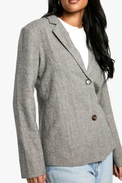 Blazer pied-de-poule en tissu à l'aspect laine grande taille