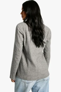 Blazer pied-de-poule en tissu à l'aspect laine grande taille
