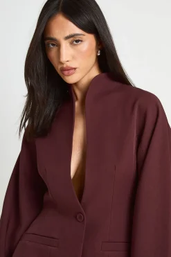 Blazer Péplum À Col Montant Plongeant