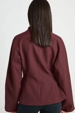 Blazer Péplum À Col Montant Plongeant