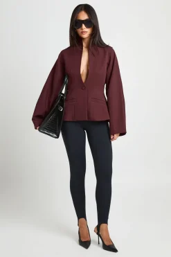 Blazer Péplum À Col Montant Plongeant
