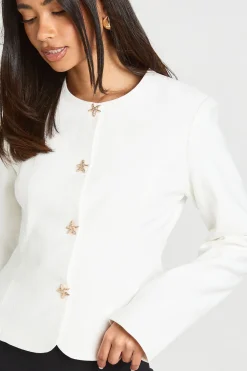 boohoo Blazer Premium Aspect Lin Avec Boutons Dorés<Femme Tailleurs|Blazers