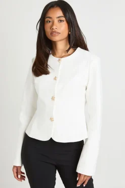 boohoo Blazer Premium Aspect Lin Avec Boutons Dorés<Femme Tailleurs|Blazers