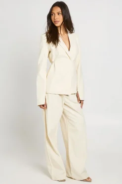 Blazer Premium Effet Lin Avec Ceinture À Nouer