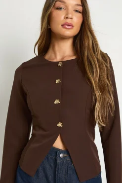 boohoo Blazer sans col à garniture dorée<Femme Tailleurs|Blazers