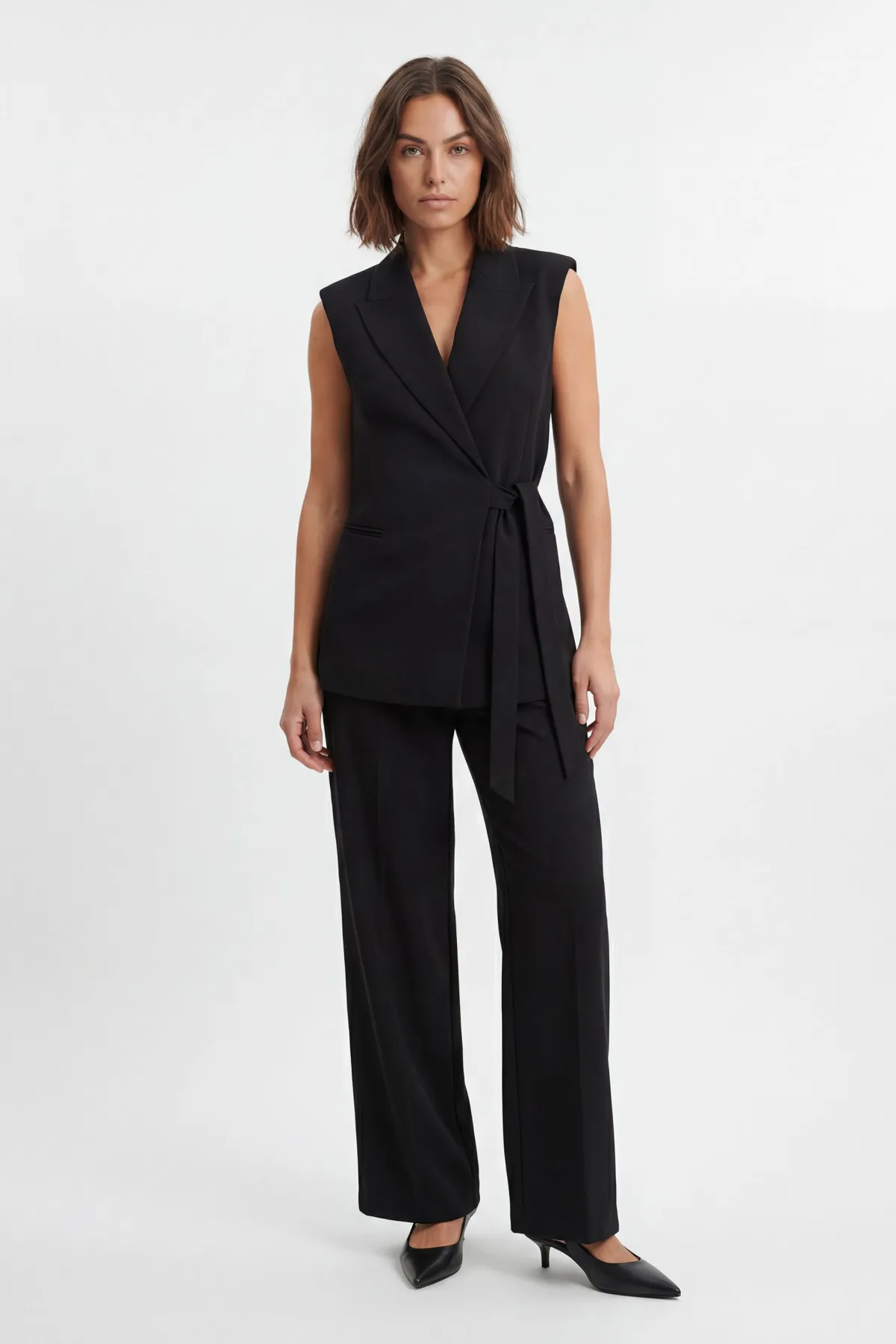 KarenMillen Blazer Sans Manches Ajusté À Détail Cache-cœur Doux<Femme Tailleurs|Blazers