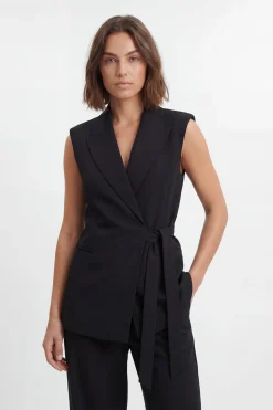 KarenMillen Blazer Sans Manches Ajusté À Détail Cache-cœur Doux<Femme Tailleurs|Blazers
