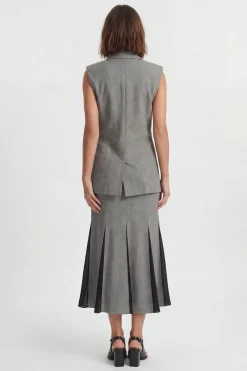 Blazer Sans Manches À Carreaux Souples Avec Détail Cache-cœur Ajusté