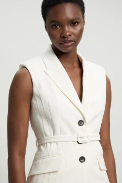 KarenMillen Blazer Sans Manches Cintré En Crêpe Structuré Avec Ceinture Petite<Femme Tailleurs|Blazers