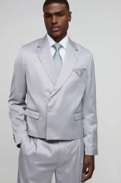 Blazer Satiné Surdimensionné et Carré